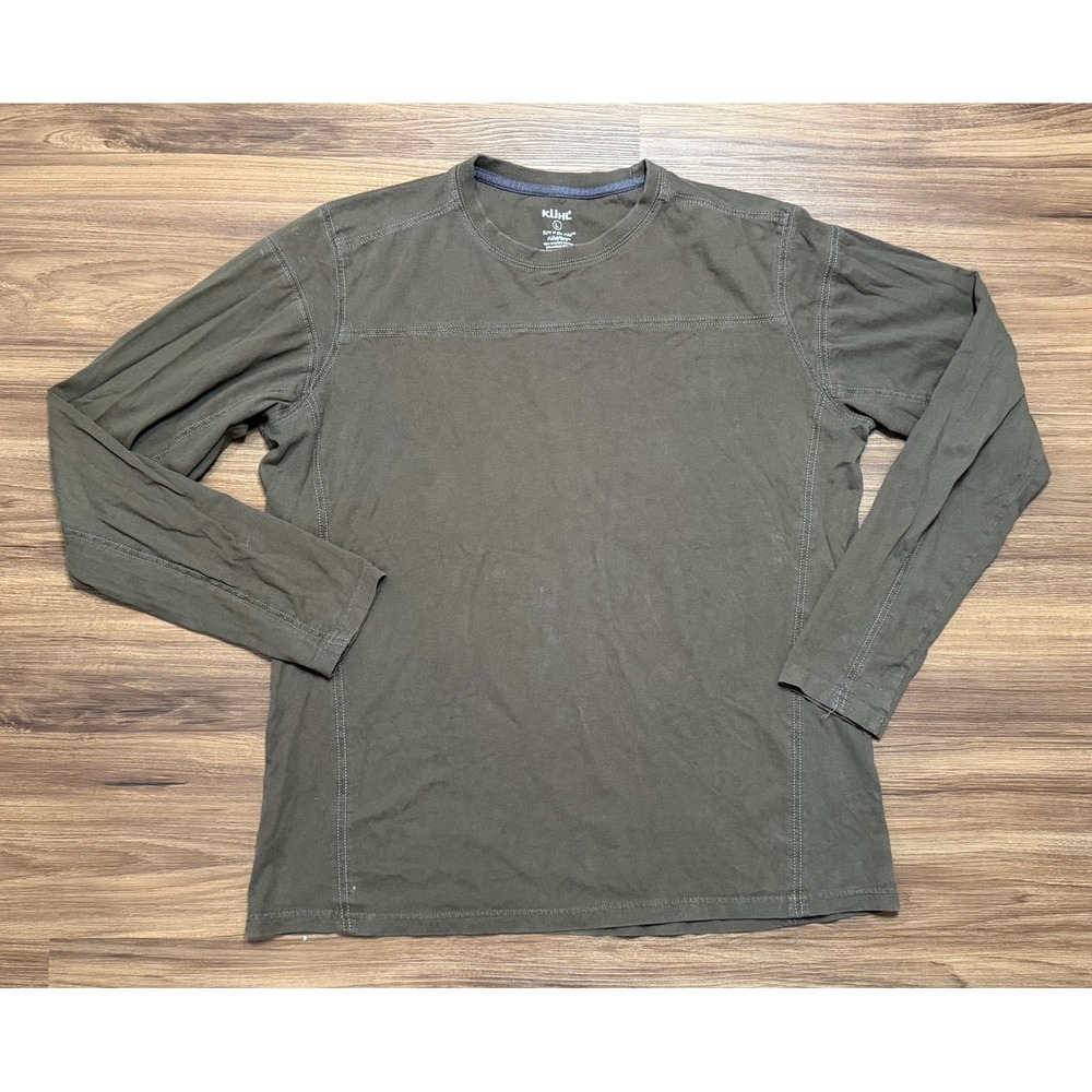 Kuhl Wildfibre Thunder Mens Organic Cotton Long Sleeve Shirt Green/Brown Sz L